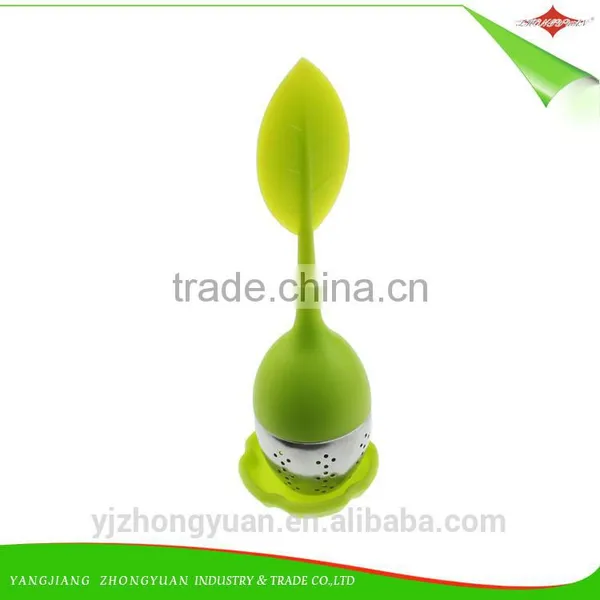 ZY-F1123 Silicone Tea Strainer Infuser Diffuser Filter With Leaf Lid,steel Ball,resting Plate