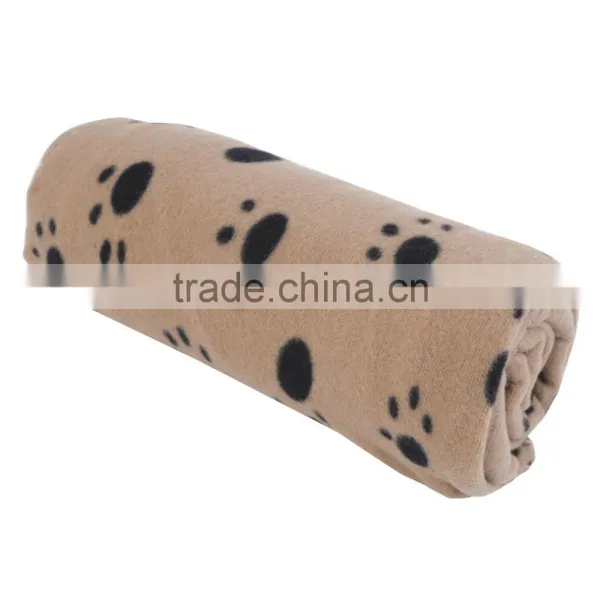 Cute Pet Puppy Dog Cat Blanket Paw Prints Soft Warm Fleece Mat Bed Cover (Color: Gray(S,M), Light Brown(L) ) photo-4