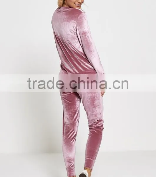 Custom Velour Tracksuits Elegant Lounge Wear Track Bottoms Gym Streetwear Sports Purple Velvet Tracksuit Wholesale photo-6