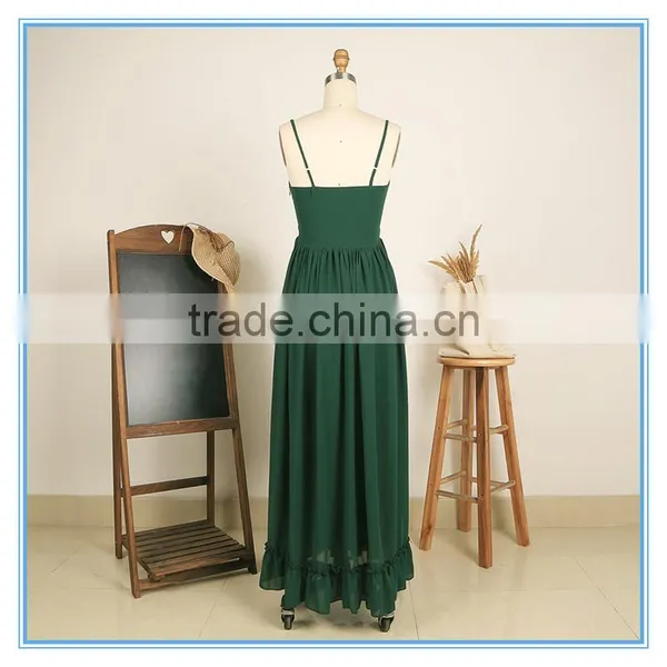 Women Chiffon New Style Empire Waist Green Maxi Dress Long One Piece Dresses photo-3