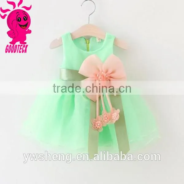 2016 New Wholesaler Baby Princess Christmas Dresses Girls Skirt Set With Bowknot photo-2