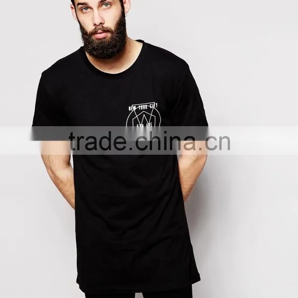 Black Long Line t Shirt Men, Custom Printing Men's T-shirt Sublimation photo-2