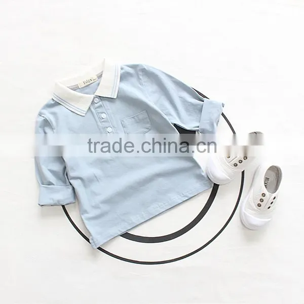 1-8 Years 2017 Wholesale Autumn Cotton Full Sleeves Blouses Solid Color Kids Boys Shirts (pick Size Color) photo-3