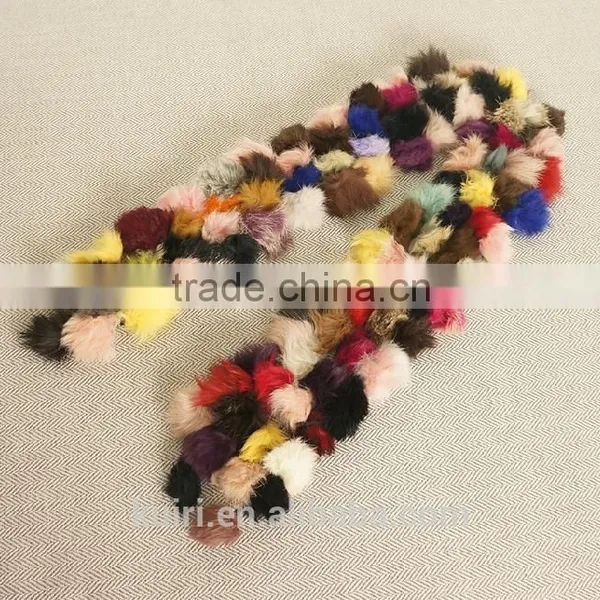 New Women Winter Real Rabbit Fur Scarf Lady Fur Scarves 100 Fur Ball Velvet Rabbit Echarpe Luxury Neck Warmer photo-3