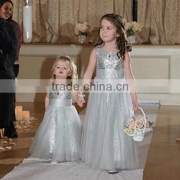 Flower Girls Sequins Tutu Dress Kids Long Birthday Party Dress photo-5