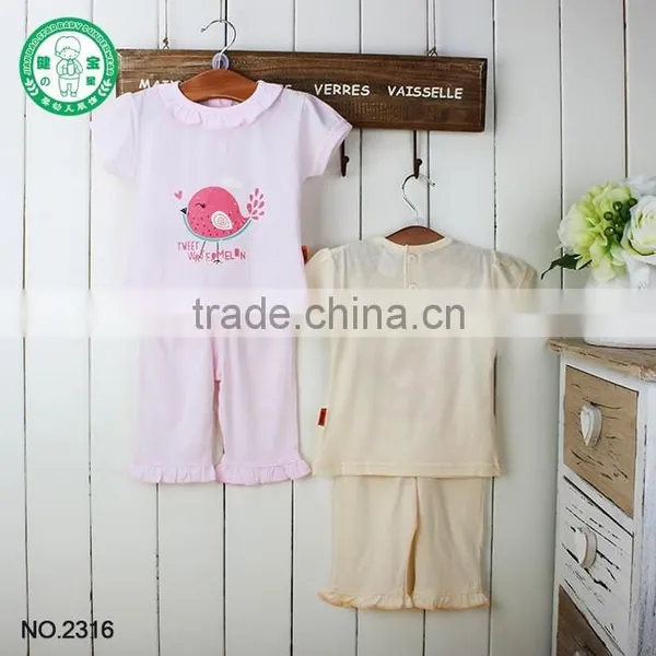 100% Cotton Fabric Children Clothing Set Baby Girl Nightclothes From China Factory photo-3