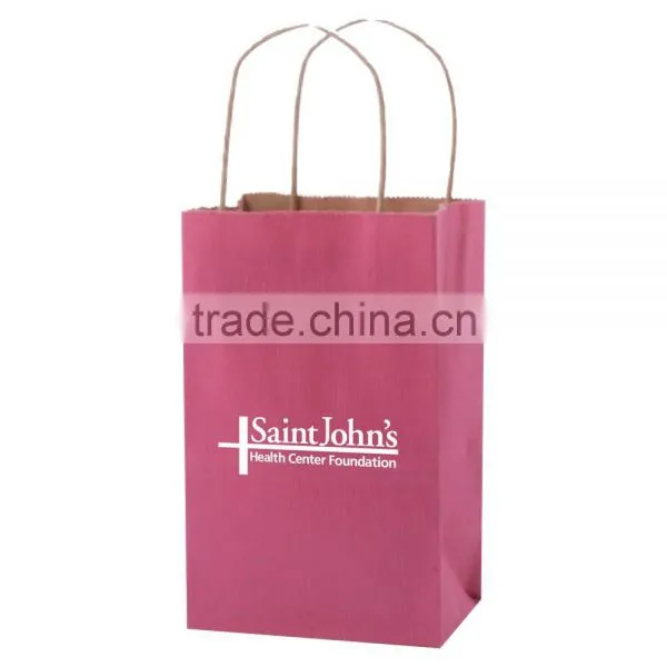 USA Made Solid Tinted Kraft Shopping Bag - Made of Kraft Paper, Dimensions Are 5.25" x 3.25" x 8.5" and Comes With Your Logo. photo-2