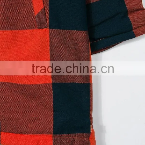 Kids Red and Black Cotton Large Checked Pattern Jacket Parka photo-3