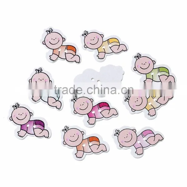 Lovely Mixed Two Holes Baby Shower Decoration Wood Sewing Scrapbooking Button photo-3