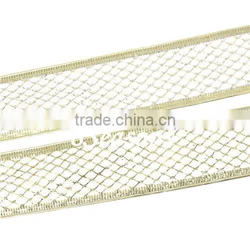 Golden Fabric Satin Ribbon For Christmas Decoration 3.8cm