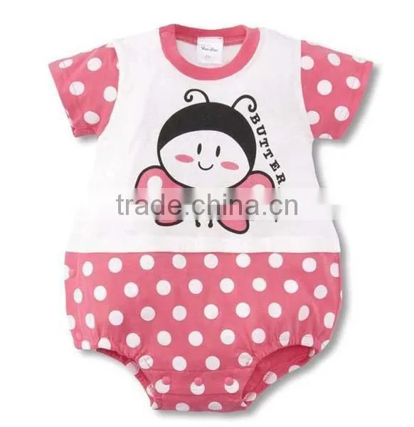 2016 Cartoon Animals Dot Printed Short Sleeve Pure Cotton Baby Romper photo-5