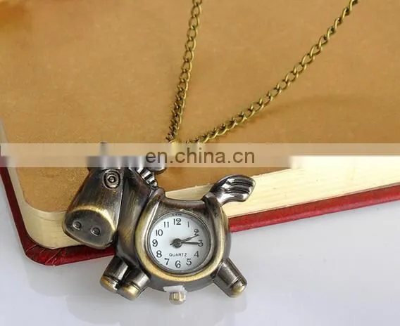 Godbead Charming Design Classic Quartz Antique Pony Pendant Children Pocket Watch Necklace Retro Pocket Watch Wholesale photo-5