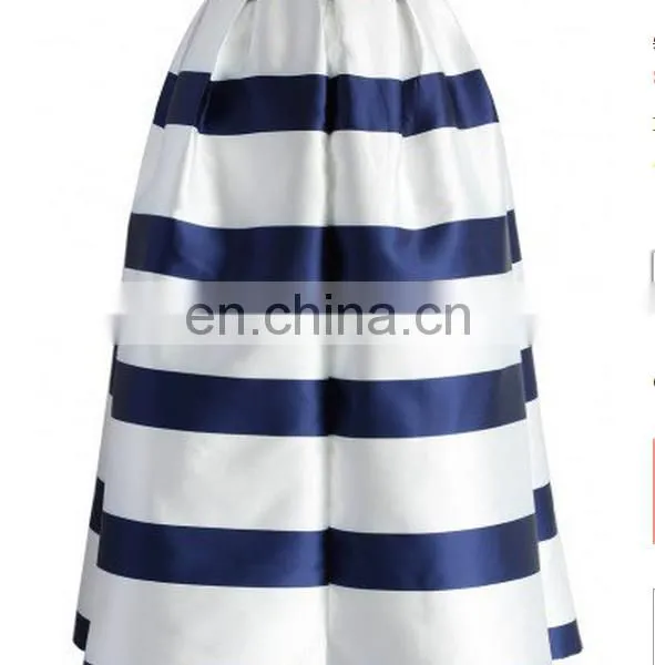 Stripes Full A-line Midi Skirt in Navy photo-2