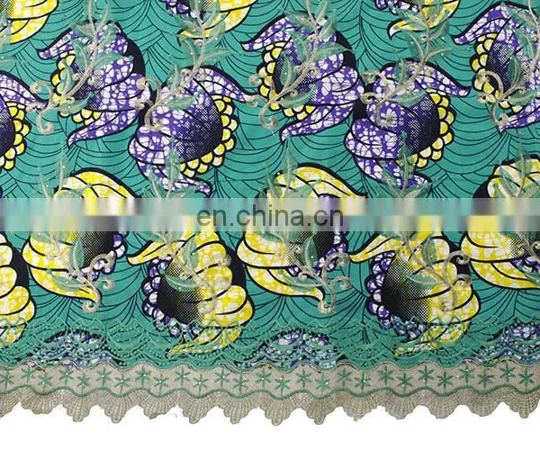 Nigeria New Fashionable Fabric Print Wax Mix Guipure Lace Fabric photo-2