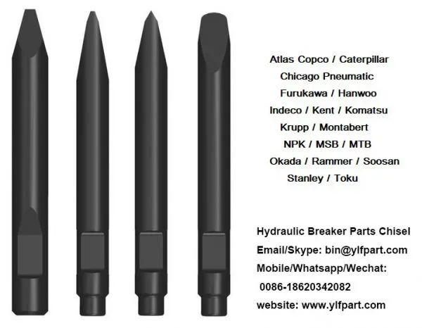 Hydraulic Rock Breaker Parts Chisel Moil Point for Machine Repair Service NPK H10XB,H11X,H12X,H15X,H16X,H18X,H20X,GH5,GH6,GH10,GH12,GH15