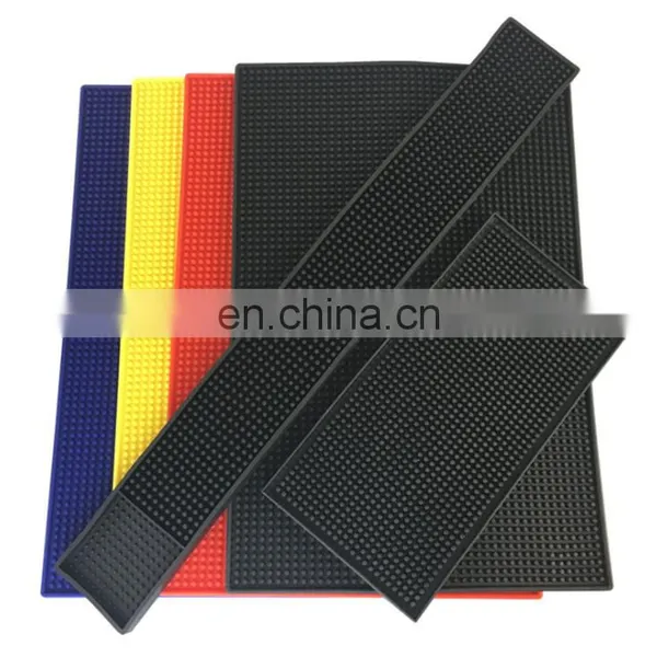 PVC rectangular black water coaster with anti-slip function for bar counter