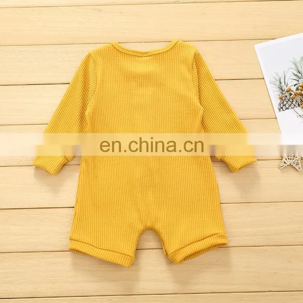 Newborn Baby Clothes Solid Color Ribbed Cotton Jumpsuit Rompers Baby photo-5