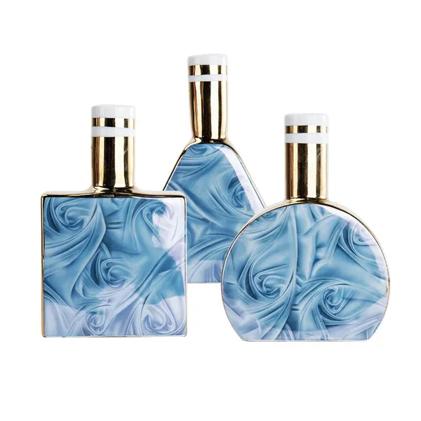 Simple Modern Creative Geometry American Blue Ceramic Flower Vase For Showroom Decor photo-5