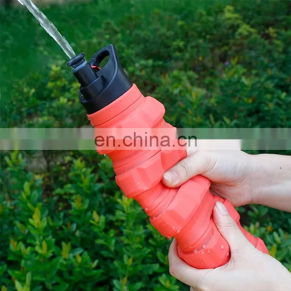 Outdoor Portable Foldable Grenade Sports Water Bottle Reusable Silicone Flask Drink Bottle With Mountaineering Buckle Hook photo-4