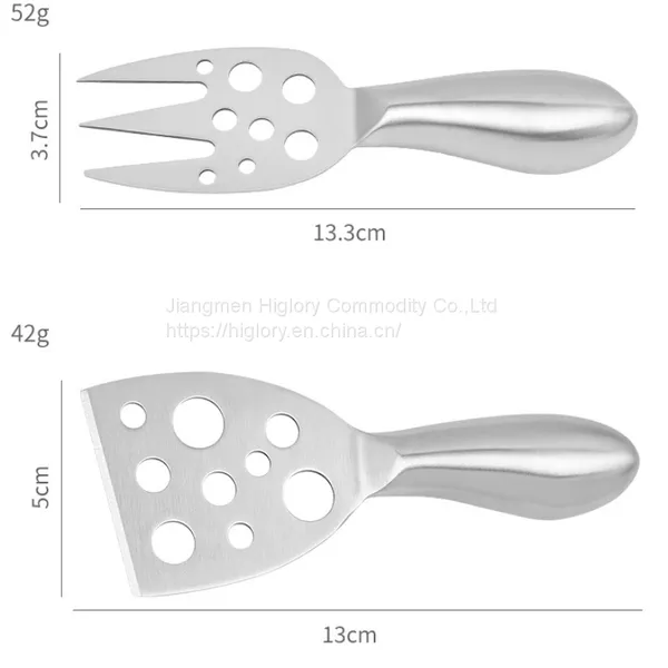 Stainless Steel 4 Pieces Cheese Knife Set: Hard and Soft Cheese Knives, Serving Fork & Cheese Spreader photo-4