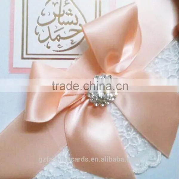 Fashion Personalized Elegant Ribbon Arab Wedding Invitations photo-2
