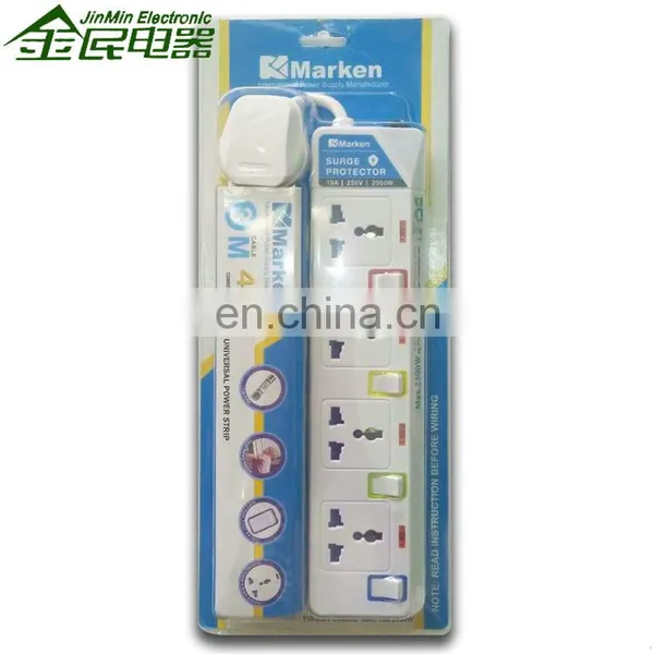 Yiwu 13A Power Socket 3M 4 Gang Lead Cords Universal Power Extension Socket photo-5