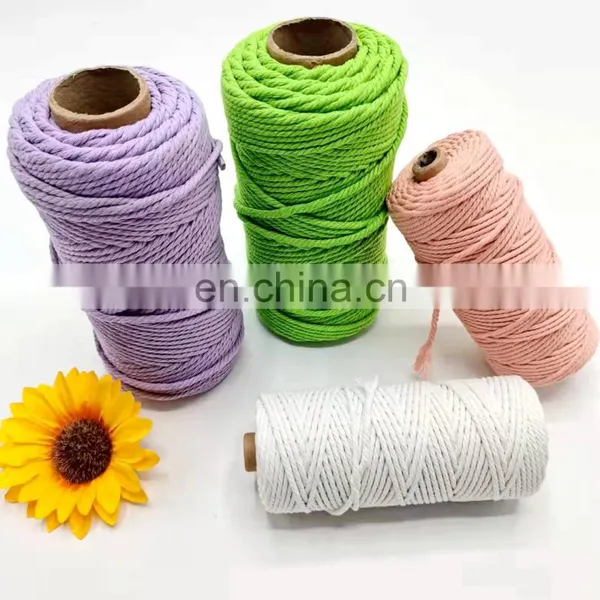 Twisted Type Braided Single Strand Cotton Rope Cord Braided 6mm photo-5