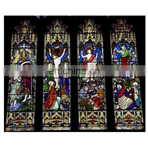 Architectural Stained Glass Art Window Panels Decorative Glass Low Prices Custom Pattern Stain Church Glass photo-3