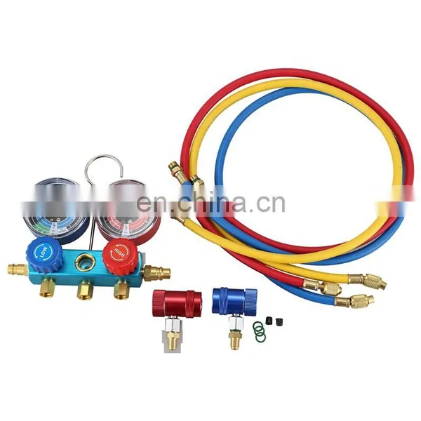 Conjunto de manómetros de colector de aluminio CT-536ALB para sistema de refrigeración HVAC, aire acondicionado automático, carga de AC R134A, R502, R410A, R404 colector photo-4