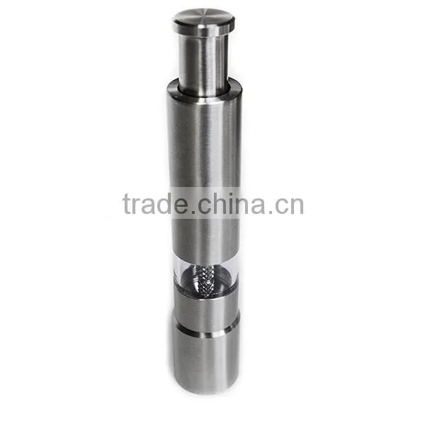 Set of 2 Stainless Steel Spring Action Press Type Salt and Pepper Mills Grinders photo-2