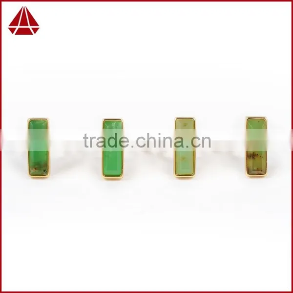 Natural Green Jade Chrysoprase Gemstone Set Into a 18k Gold Bezel Ring photo-6