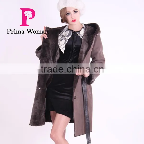 New Design Winter Women Long Slim Fit Wool Fur Coat photo-2