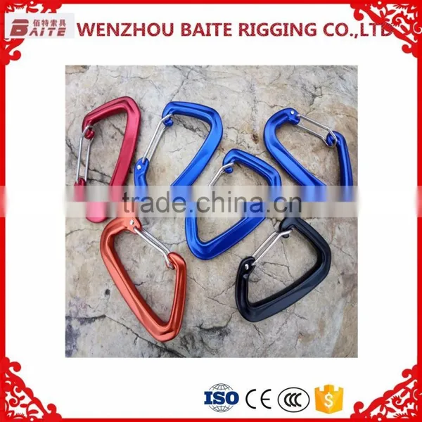 Outdoor Blue D Shaped Carabiner Bit Aluminum Snap Hook, Mini Carabiner Hammock Aluminum Spring Hook photo-3