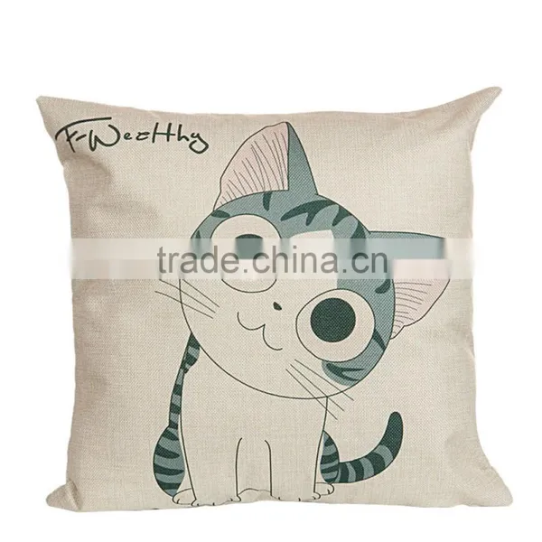 Home Decorative Cat Printing Linen Cheap Cushion Cover photo-5