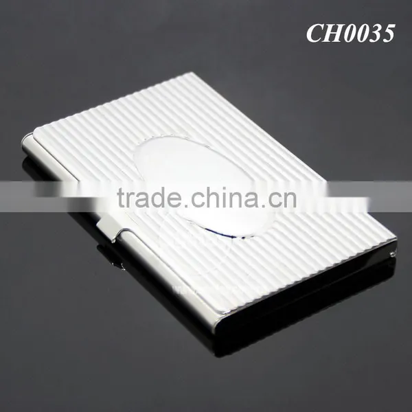 New Arrival High-Grade Name ID Card Box Organizer Lines Emboss Oval Metal Business Card Case Stainless Steel Card Holder photo-2