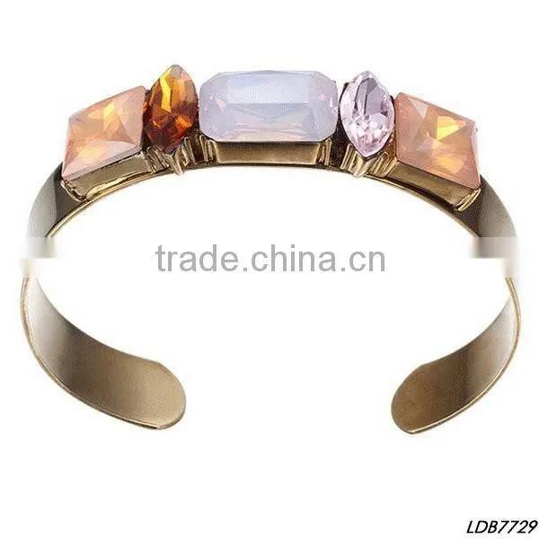 Matte Gold Shinny Crystals Narrow Hand Cuff Bangle Lany Factory Wholesale photo-2