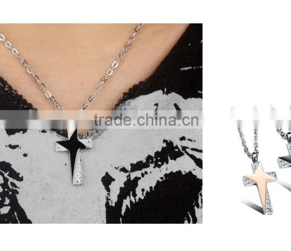 2016 Simple Gold Pendant Design Stainless Steel Star Necklace With Cross for Wedding Gifts photo-5