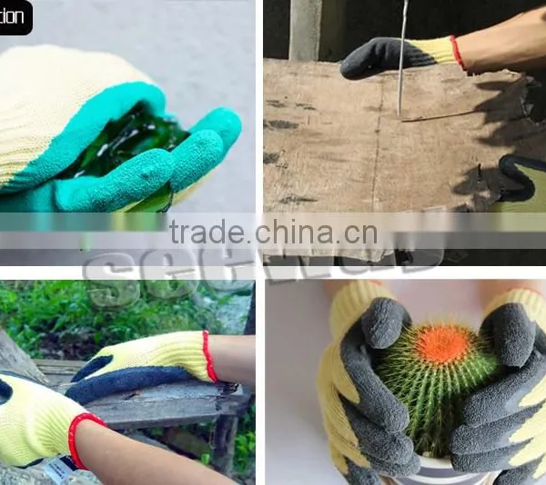 Seeway High Quality Industrial Green Latex Palm Coated Aramid Liner Cut Resistant Gloves With Best Price photo-2