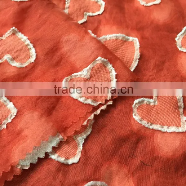 Spring Summer Love Heart Pattern Cutting Motif Woven Fabric