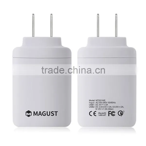 Quick Charge 3.0 Daul USB Wall Charger, USB Travel Charger, Travel Charger White photo-4