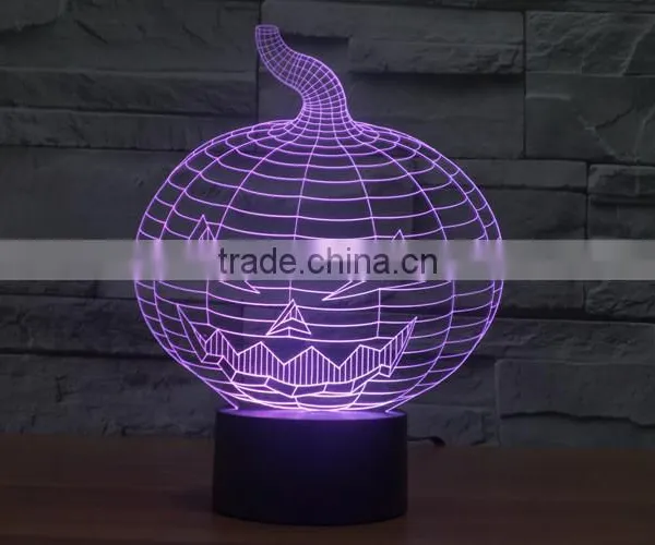Christmas Gift !3D Illusion Bulbing Night Light Lamp 7 Color Change Touch Switch Novelty Pumpkin Mini Light For Hallowen photo-2