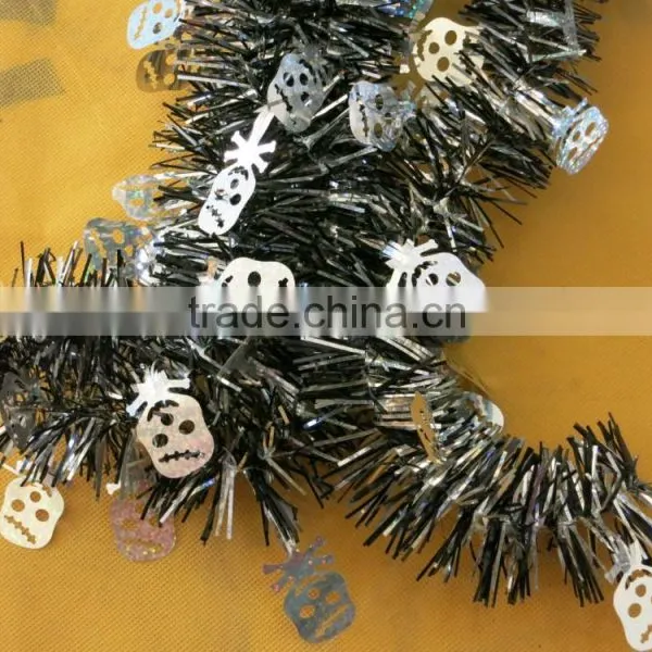 PET Wire White and Black Skull Plastic Halloween Day Garland photo-3
