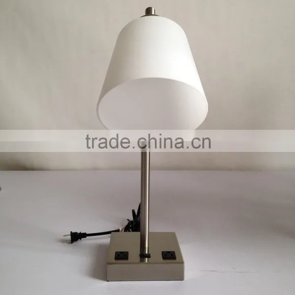UL CUL Listed Adjustable Brushed Nickel Hotel Desk Light With Electrical Outlet For Bedroom T20282 photo-6
