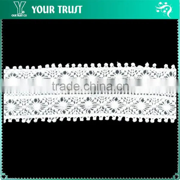 Width 6.0 Centimeter Embroidery Dot Row White Cotton Trimming Lace photo-3