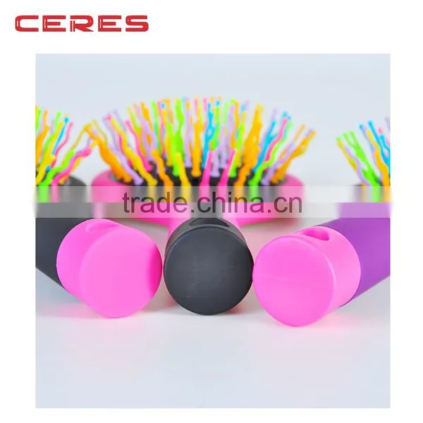 Abundant Hair & Antistatic Detangling Comb Eyecandy Rainbow Wave Curly Plastic Hair Brush photo-3