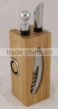 Wine Tools Set With Bamboo Stand