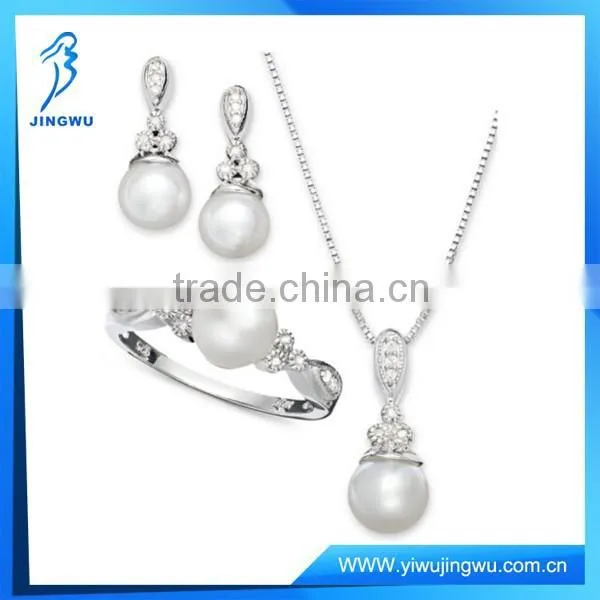 Freshwater Pearl and Diamond Jewelry Set 925 Sterling Silver
