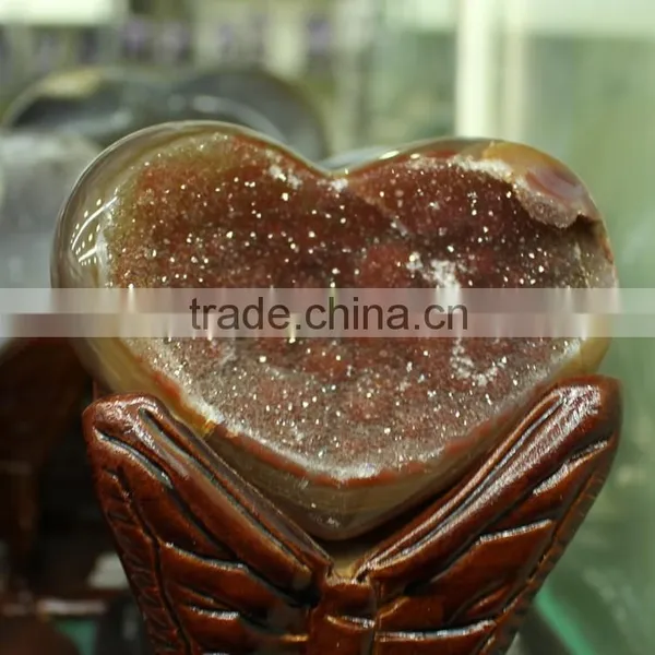 Natural Heart Shape Rock Quartz Agate Stone Geodes photo-3