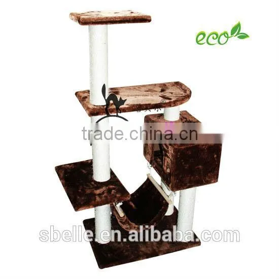 Plywood Plush Cat Tree Sisal Cat Scratching Post photo-2