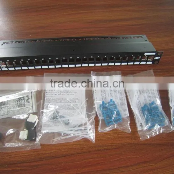 1U UTP RJ-45 Patch Panel Classic Black Black Aluminium For 24 K6/K5e Jacks photo-2